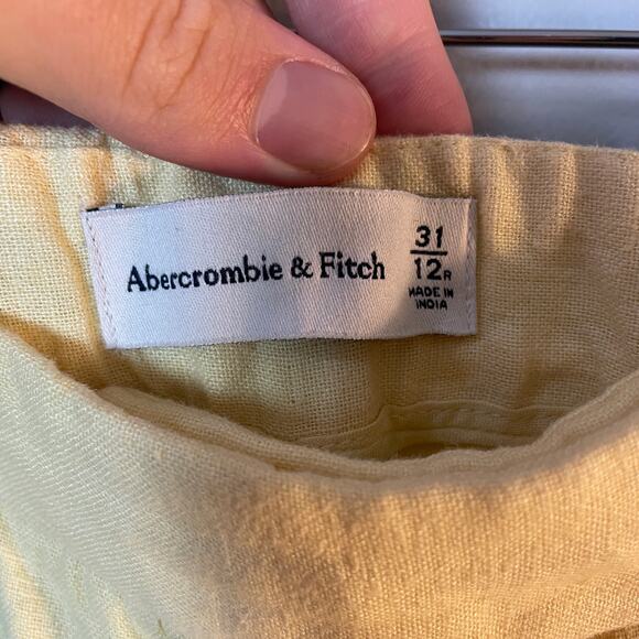 Abercrombie & Fitch SZ 31 US 12 Linen-Blend Tailored Straight Pant Butter Yellow - Picture 9 of 14